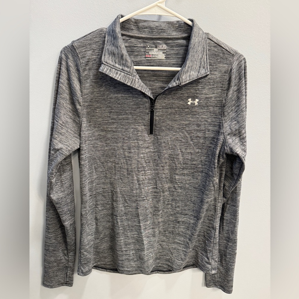 UA HeatGear Black and White Quarter Zip EUC Medium